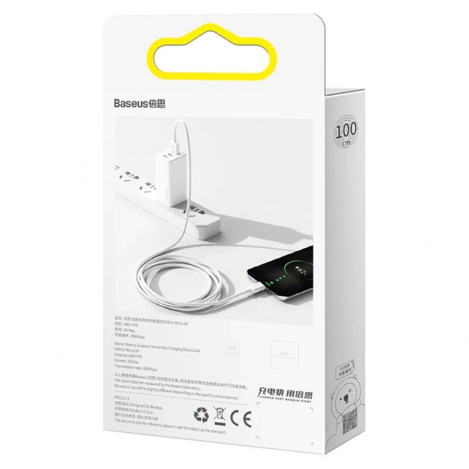 Kabel Baseus Superior Series USB na micro USB, 2A, 1m (bílý)