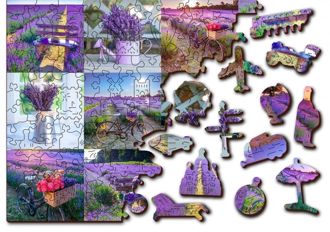 Wooden City Dřevěné puzzle Levandulová Francie 2v1, 75 dílků EKO