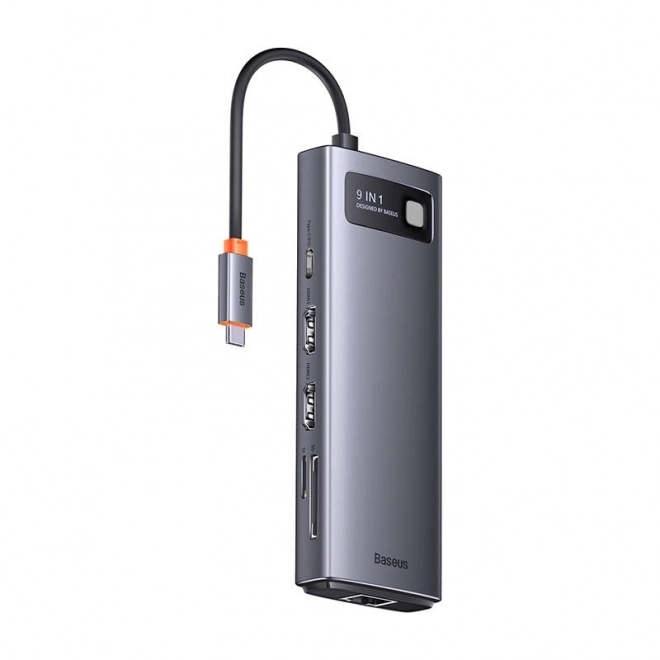 Rozbočovač 9v1 Baseus Metal Gleam Series, USB-C na 2x USB 3.0 + 2x HDMI + USB 2.0 + USB-C PD + Ethernet RJ45 + microSD/SD