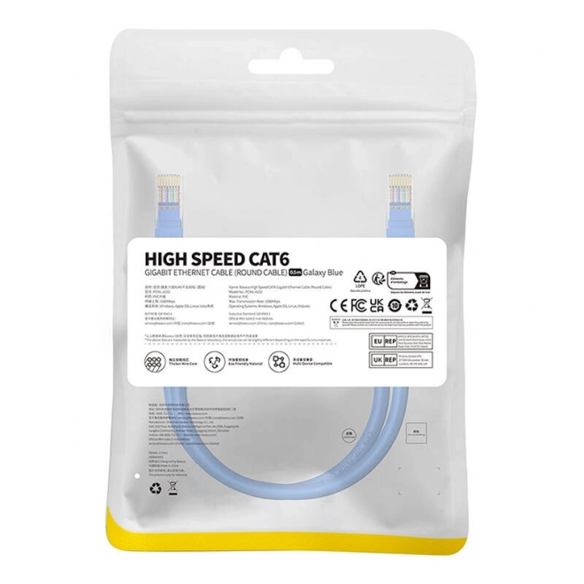 Kulatý kabel Baseus Ethernet RJ45, Cat.6, 0,5 m (modrý)