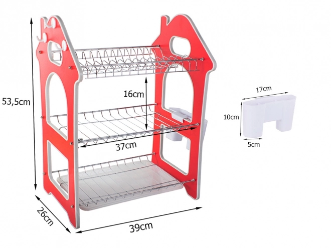 Třístupňový stojanový odkapávač na nádobí se sušičkou