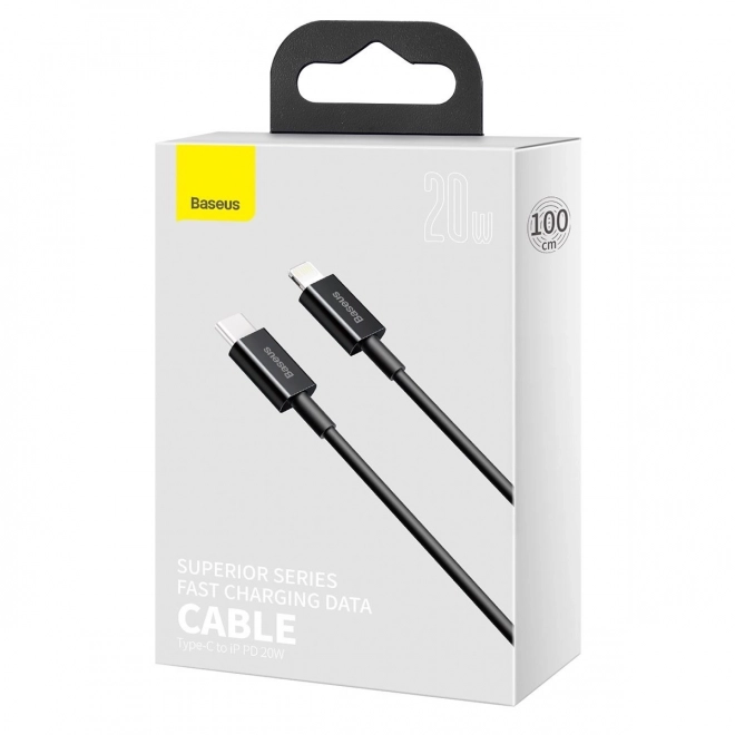 Kabel Baseus Superior Series USB-C na iP, 20W, PD, 1m (černý)