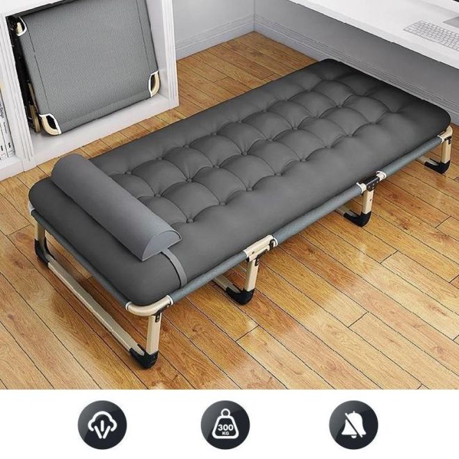 Business skládací cestovní postel, polní lůžko, kanoe PREMIUM 75 cm - barva šedá 2