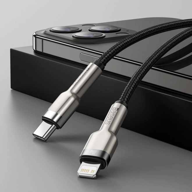 USB-C kabel pro Lightning Baseus Cafule, PD, 20W, 1m (černý)