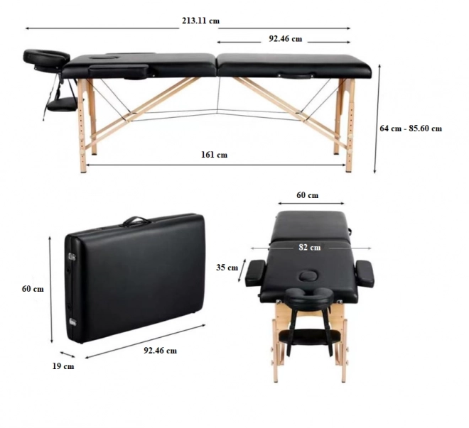 Skládací masážní lůžko - černé