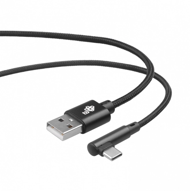 Kabel USB-USB C 1,5 m úhlový, černá šňůra