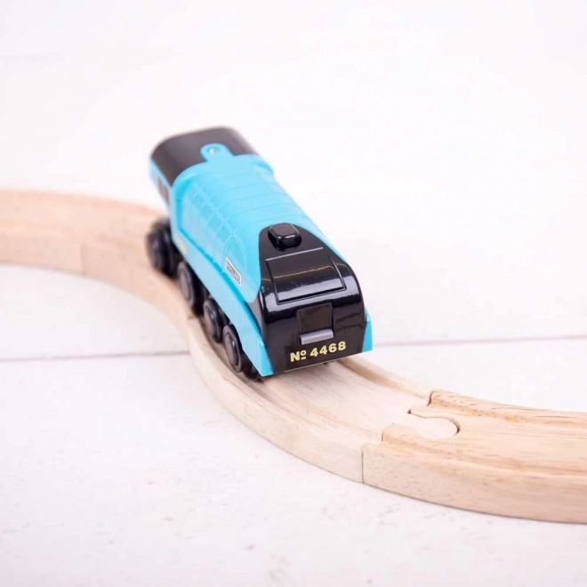 Bigjigs Rail Elektrická lokomotiva Mallard modrá