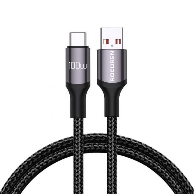 Rychlonabíjecí kabel Rocoren USB-A na USB-C Retro Series 1m 100W (šedý)