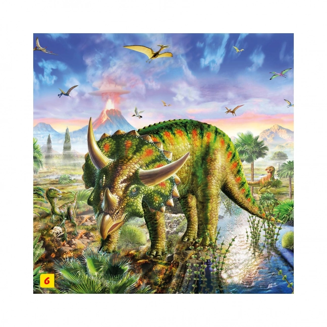 Puzzle Dinosauři 23,5 x 21,5 cm 60 dílků + figurka v krabičce