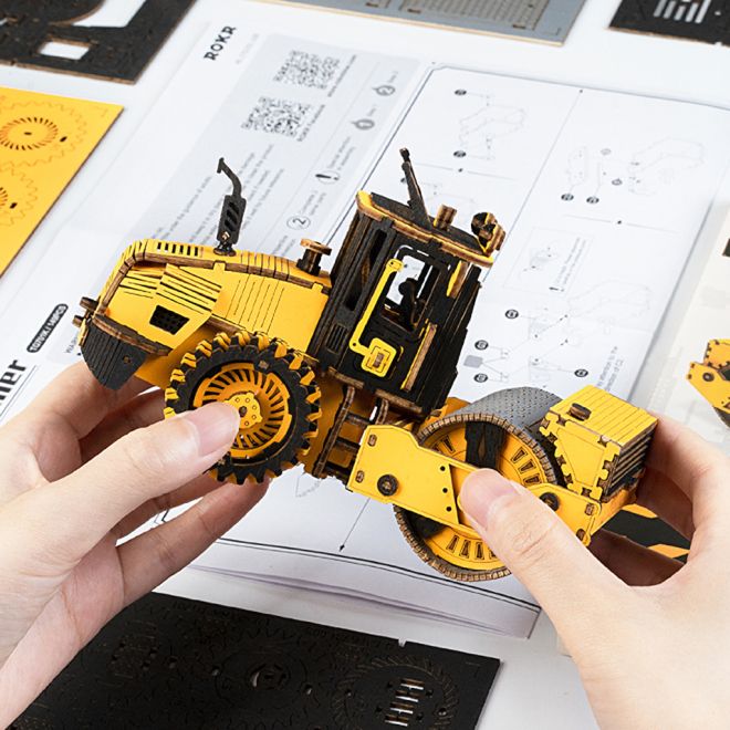 RoboTime dřevěné 3D puzzle - Silniční válec