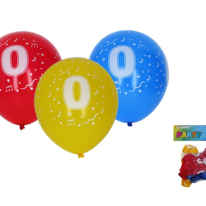 Balónek nafukovací s číslem 0 30 cm - 5 kusů