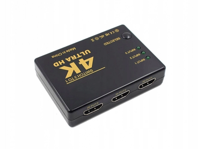 Přepínač rozbočovač 3x na 1 HDMI 4K UHD + dálkové ovládání IR