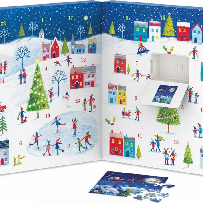 Adventní kalendář s puzzle Eurographics: Vánoční město - 24 x 50 dílků
