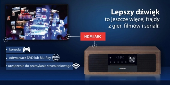 Mikrofon vše v jednom Bluetooth, HDMI ARC, optický vstup CD/MP3/USB/AUX Hodiny/Budík