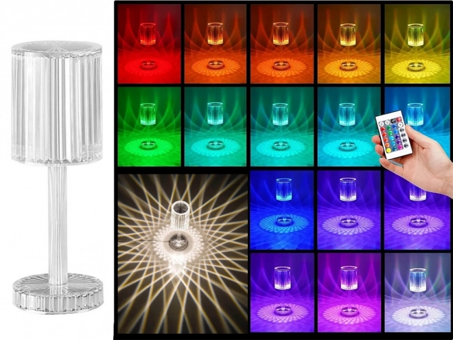 Stolní lampa Crystal Led Rgb Dálkové ovládání USB