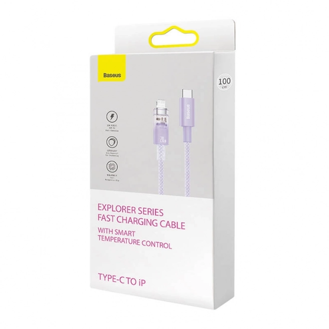 Rychlonabíjecí kabel Baseus USB-C na Lightning Explorer Series 2m, 20W (fialový)