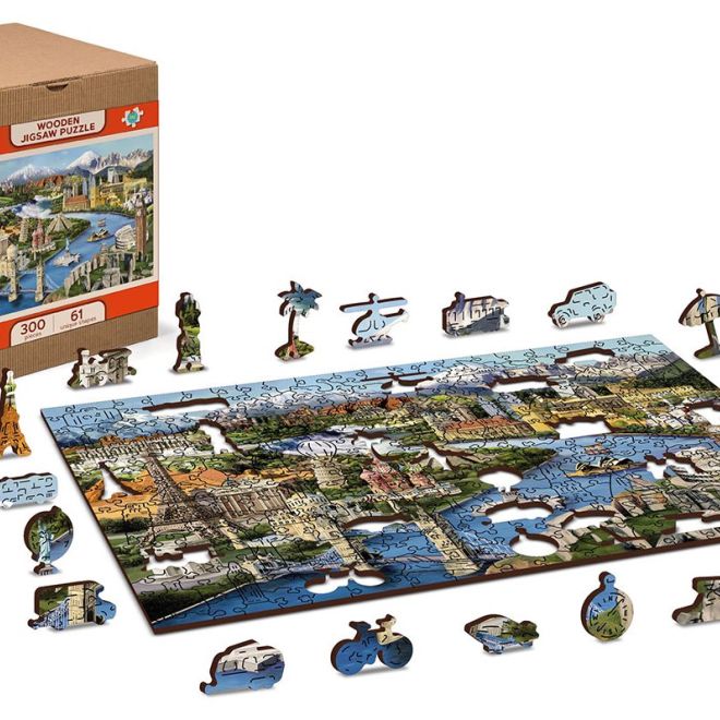 Wooden City Dřevěné puzzle Světové památky 2v1, 300 dílků EKO