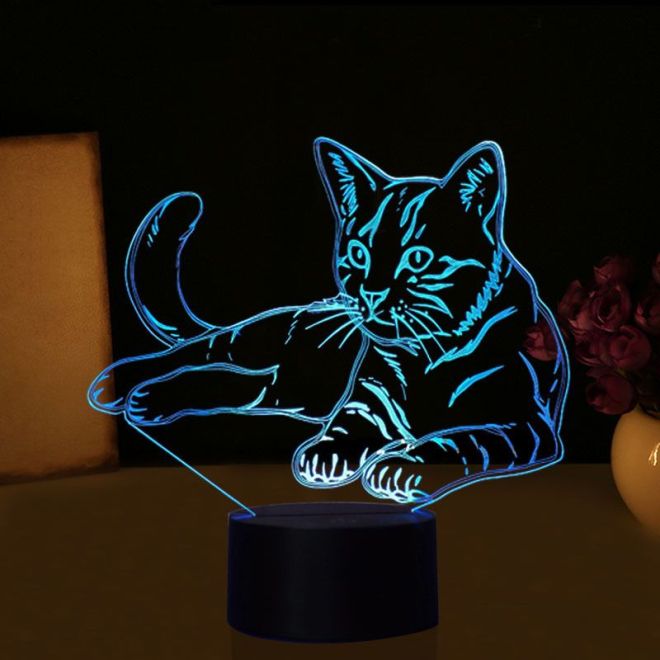 3D LED noční světlo "Cat" Hologram