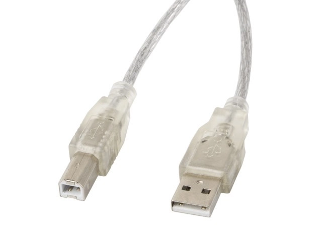 USB 2.0 AM-BM 3M feritový kabel transparentní