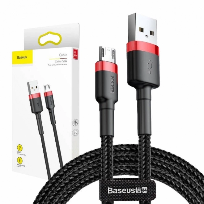 Kabel Baseus Cafule Micro USB 2,4A 1m (červeno-černý)