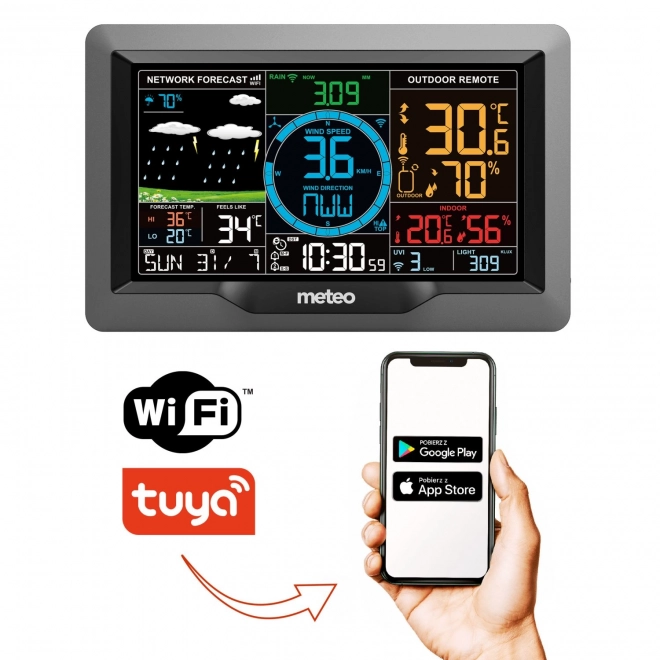 Meteo meteostanice WiFi s měřičem větru a srážek