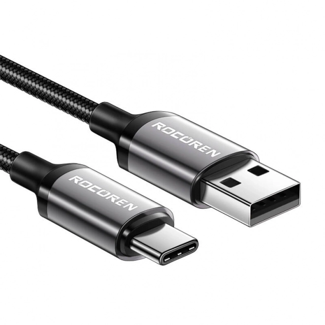 Rychlonabíjecí kabel Rocoren USB-A na USB-C Retro Series 1m 3A (šedý)