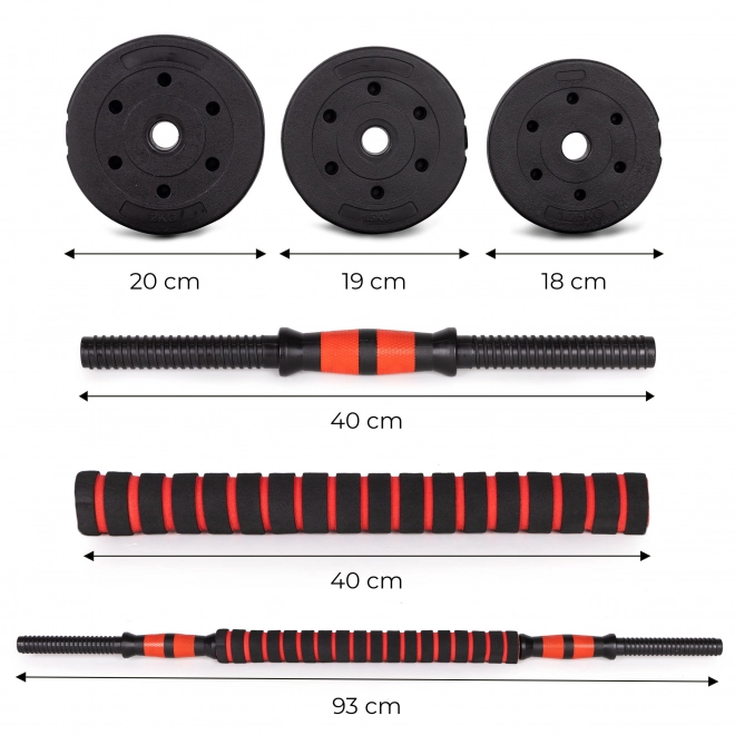 Nastavitelné činky 2x 10kg sada činek 20kg tyč