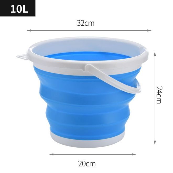 Silikonový skládací kbelík 10 l - modrý a bílý
