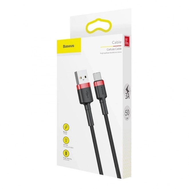 Baseus Cafule kabel USB-C 3A 0,5 m (červeno-černý)