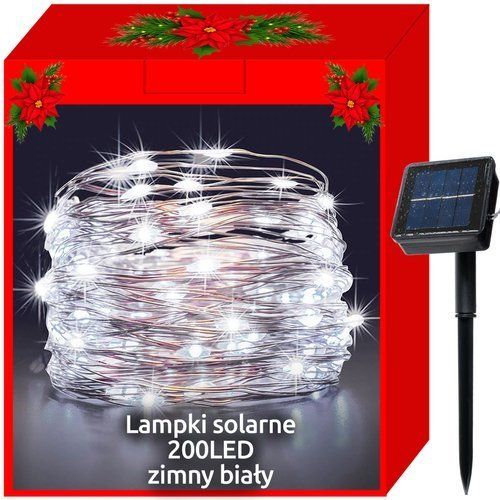 LED solární studené bílé dekorativní pásky – 10 m, 100 LED