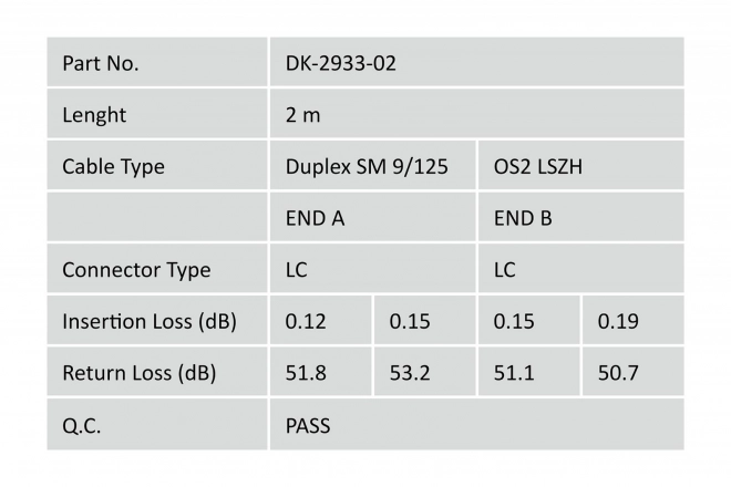 FO Singlemode 09/125 OS2 LC-LC duplexní patchcord 2m žlutý