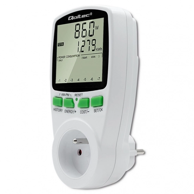 Měřič spotřeby energie PM0627 s historií měření | 3680W | 16A | LCD displej