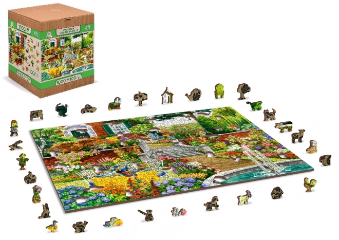 Wooden City Dřevěné puzzle Zahrada o páté 2v1, 1010 dílků EKO