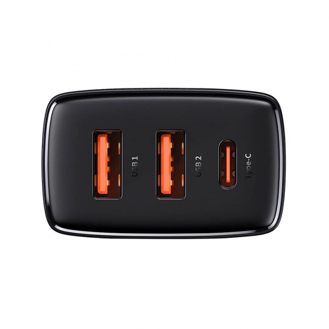 Nabíječka Baseus Compact Quick Charger, 2xUSB, USB-C, PD, 3A, 30W (czarna)