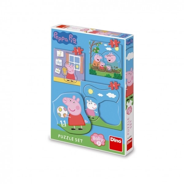 Puzzle baby Prasátko Pepa/Peppa Pig 3 obrázky 18x18cm 12 dílků v krabici 19x27x4cm 24m+