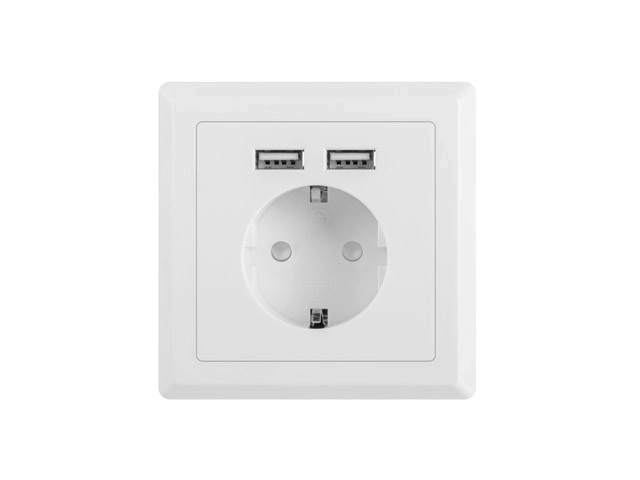 Zásuvka pod omítku 230V single + 2x USB 2,1A schuko