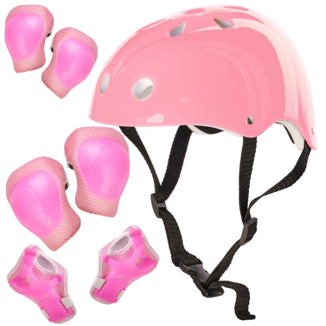 Dětská nastavitelná helma s chrániči – Růžová