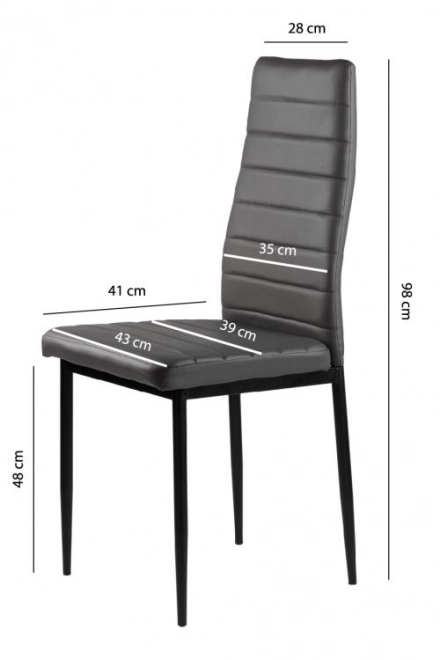 Sada 4 židlí z ekokůže s ergonomickým opěradlem v šedé