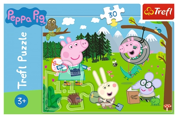 Puzzle Prasátko Peppa/Peppa Pig Výlet do lesa 27x20cm 30 dílků v krabičce 21x14x4cm