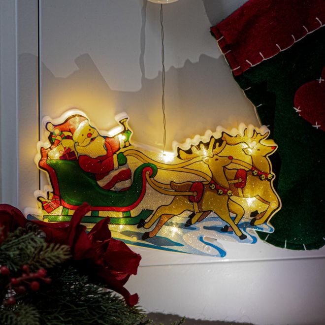 LED závěsná světelná vánoční dekorace - Santovy sáně