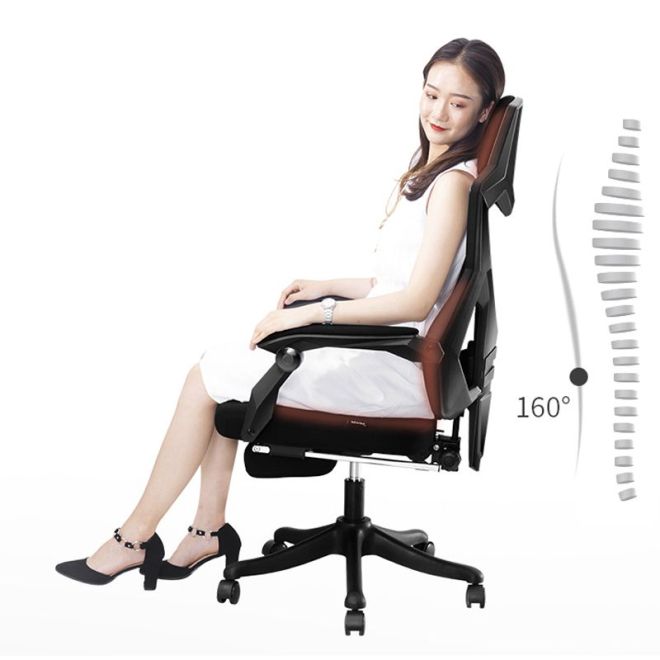 Ergonomická otočná kancelářská židle, židle s opěrkou hlavy a nohou - bílá