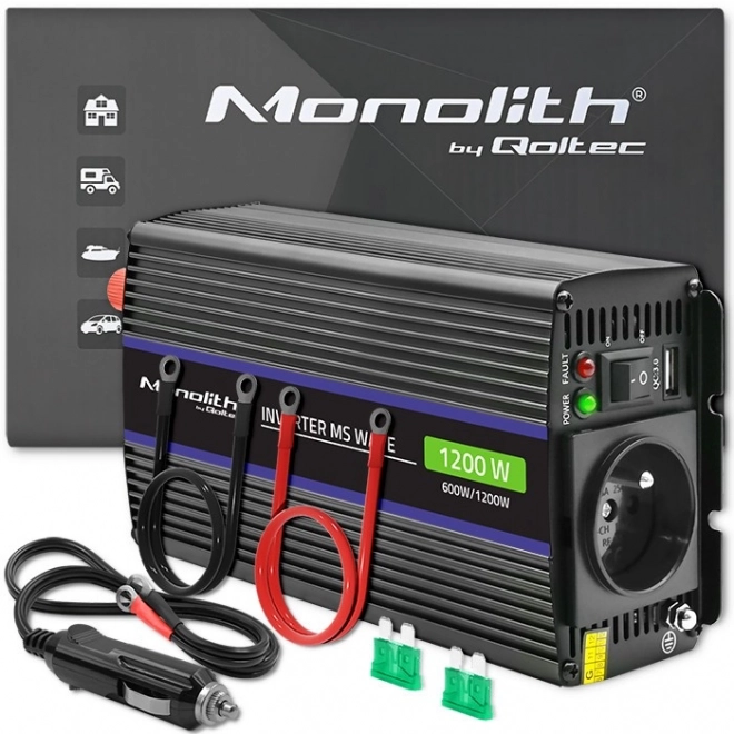 Měnič napětí Monolith 1200 MS Wave | 12V na 230V | 600/1200W | USB