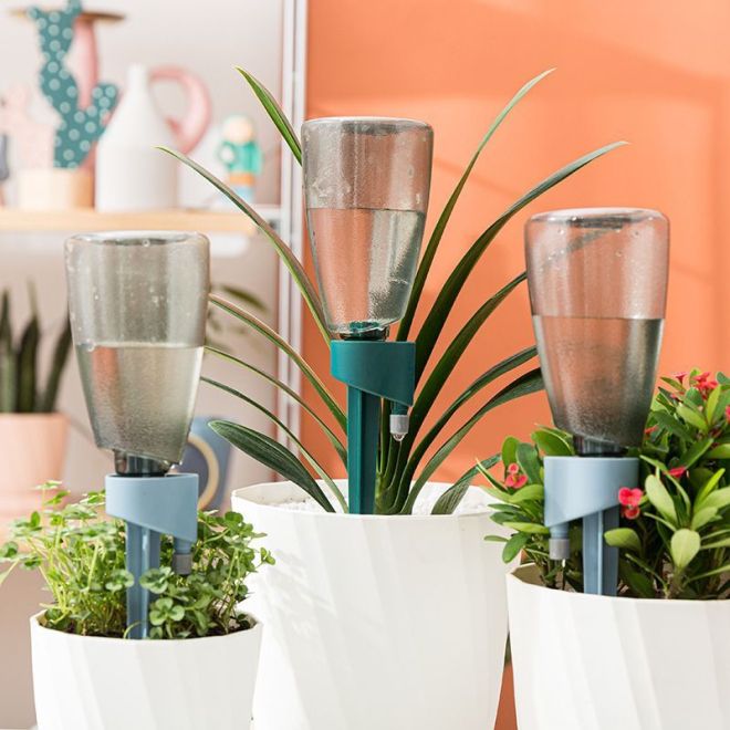 Automatická kapková závlaha s lahví pro květiny a hrnkové rostliny - zelená