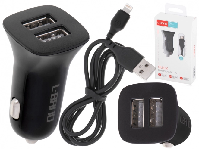 L-BRNO Duální nabíječka do auta USB + Lightning