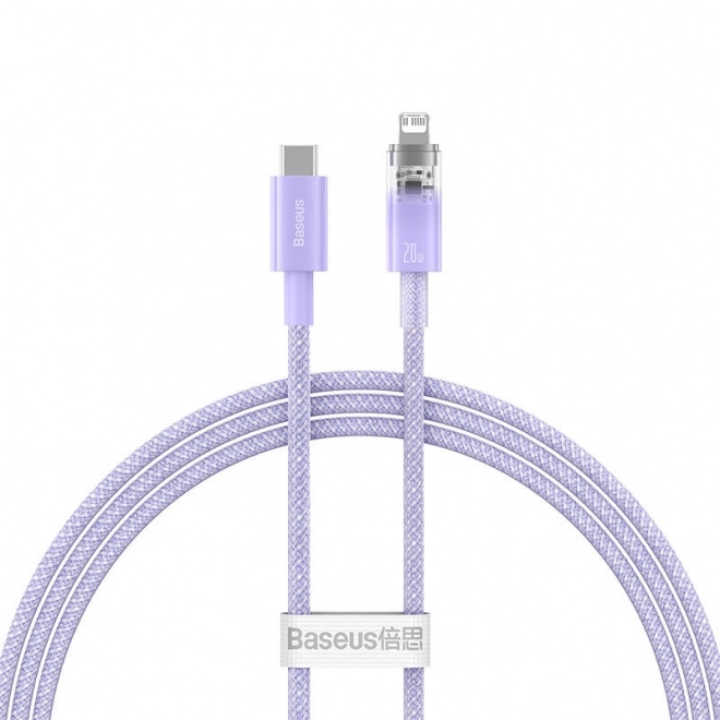 Rychlonabíjecí kabel Baseus USB-C na Lightning Explorer Series 1m, 20W (fialový)