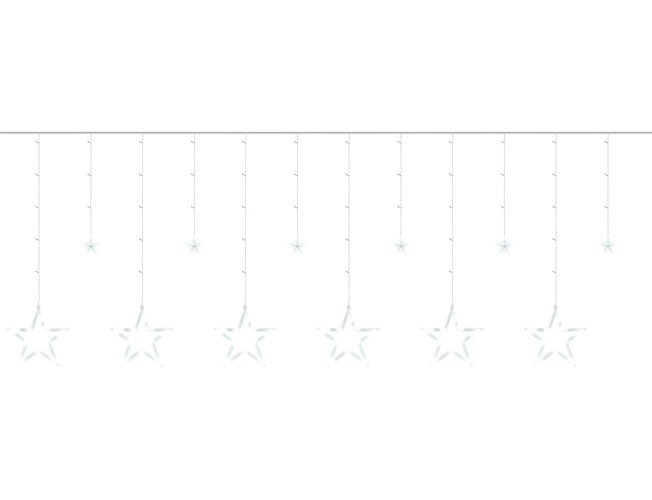 LED studený bílý závěs s malými a velkými hvězdičkami - 2,5 m, 138 LED