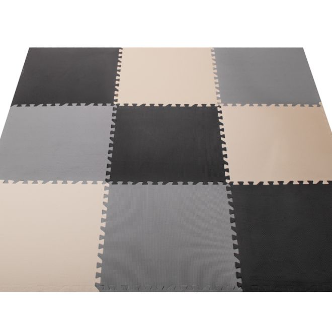 Pěnová puzzle šedá-krémová-grafitová 180 cm x 180 cm - 9 kusů