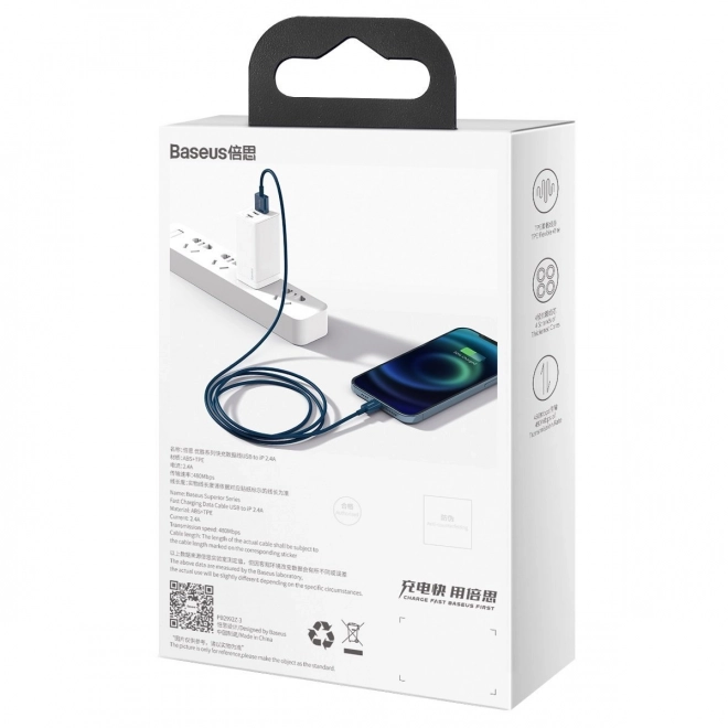 Kabel USB na iP 2,4A 2m (modrý)