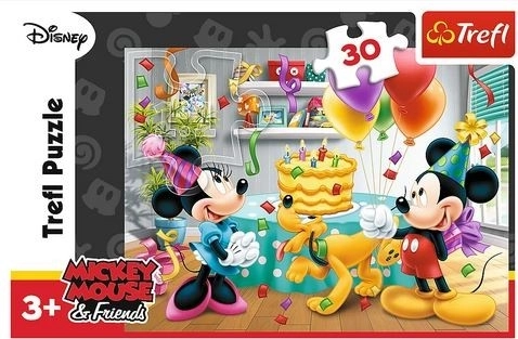 Puzzle Mickey a Minnie slaví narozeniny Disney 27x20cm 30 dílků v krabičce 21x14x4cm