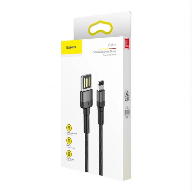 Bleskový kabel USB (oboustranný) Baseus Cafule 2,4A 1 m (šedo-černý)